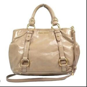 Miu Miu Vitello Small Beige Leather Handbag & Satchel